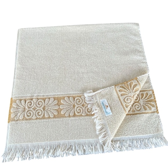 VTG Cannon Monticello Santa Cruz Scroll Fringed Bath Towel Set Cream NEW READ - Picture 5 of 15
